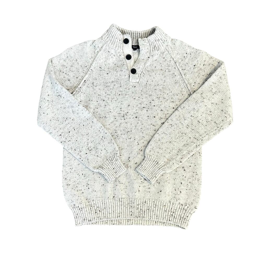 Rails men's Harding henley mock neck wool blend natural fleck pattern M